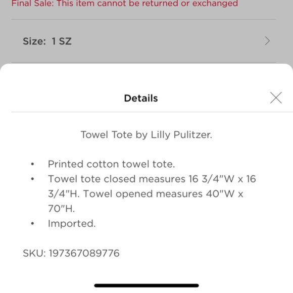 NWT Lilly Pulitzer Towel Tote - Picture 5 of 8